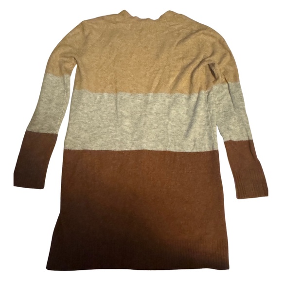 A NEW DAY COLOR BLOCK MIDI LENGTH OPEN SWEATER - Picture 2 of 3